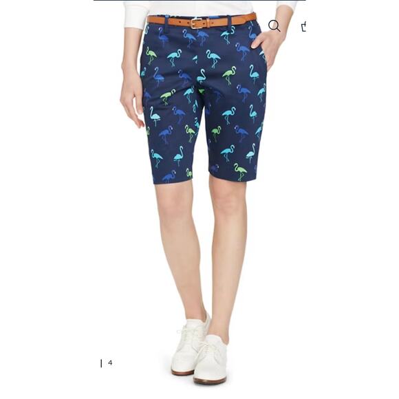 Polo Golf Ralph Lauren Flamingo Print Sateen Bermuda Shorts Size 8 - Picture 2 of 8